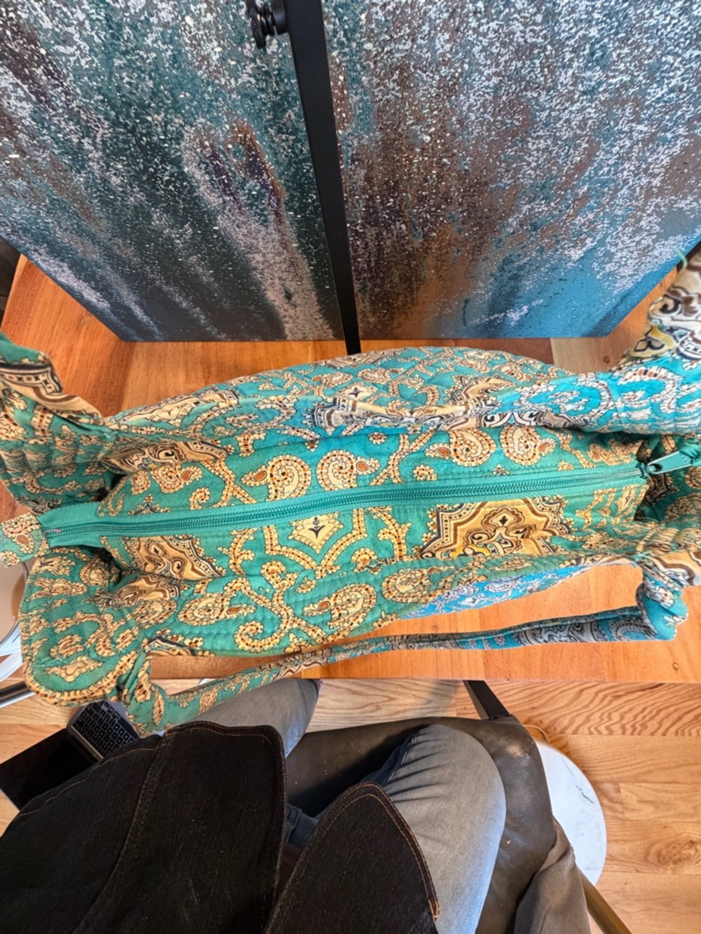 Vera Bradley Boho 2010s Quilted Zip Tote Turquoise Multi (GUC) - Picture 10 of 17